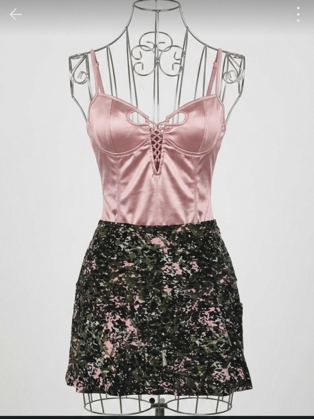 Satin Lace-Up Pink Cami Top
